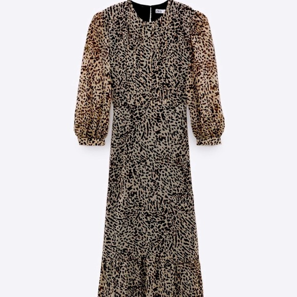 NEW Zara leopard print long sleeve maxi dress - Picture 2 of 9